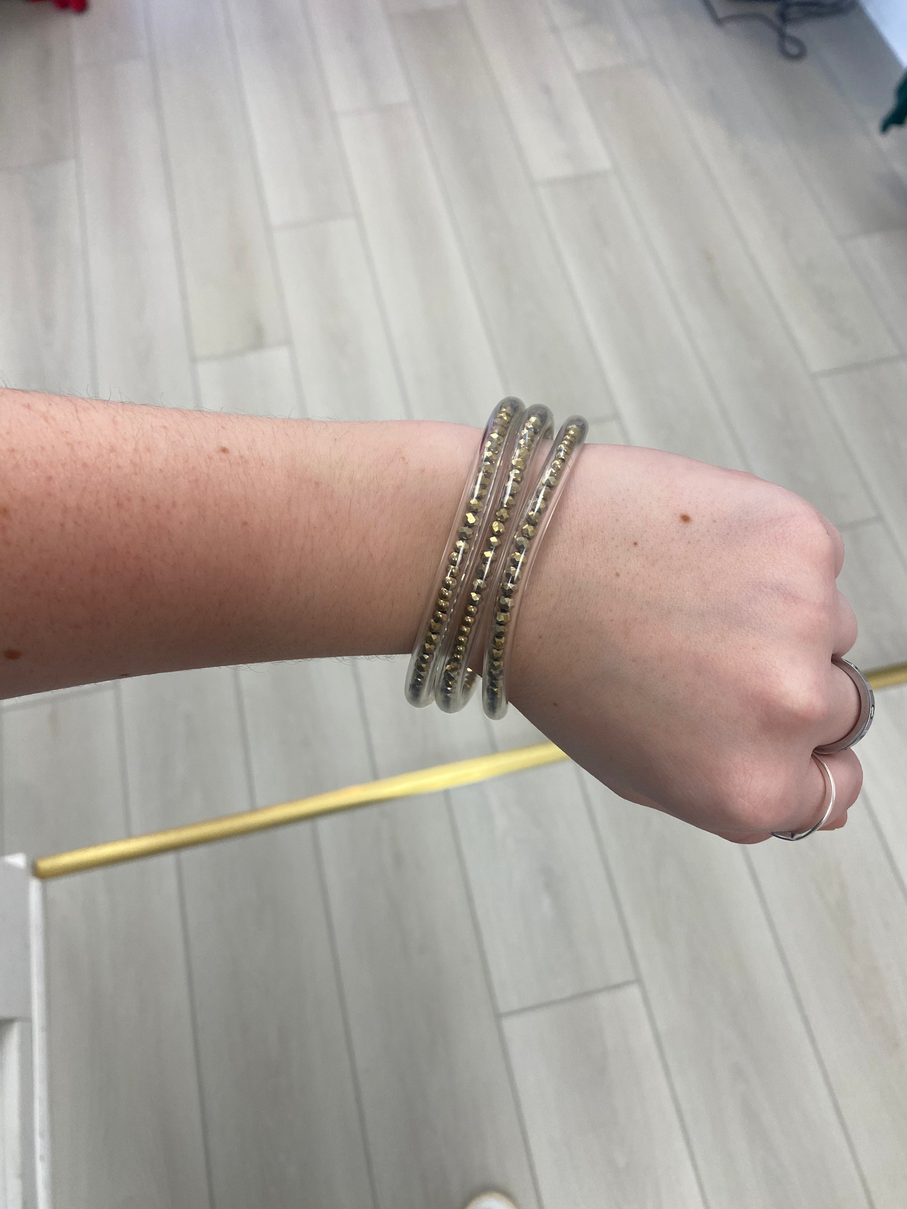 Clear Beaded Bracelet Stack