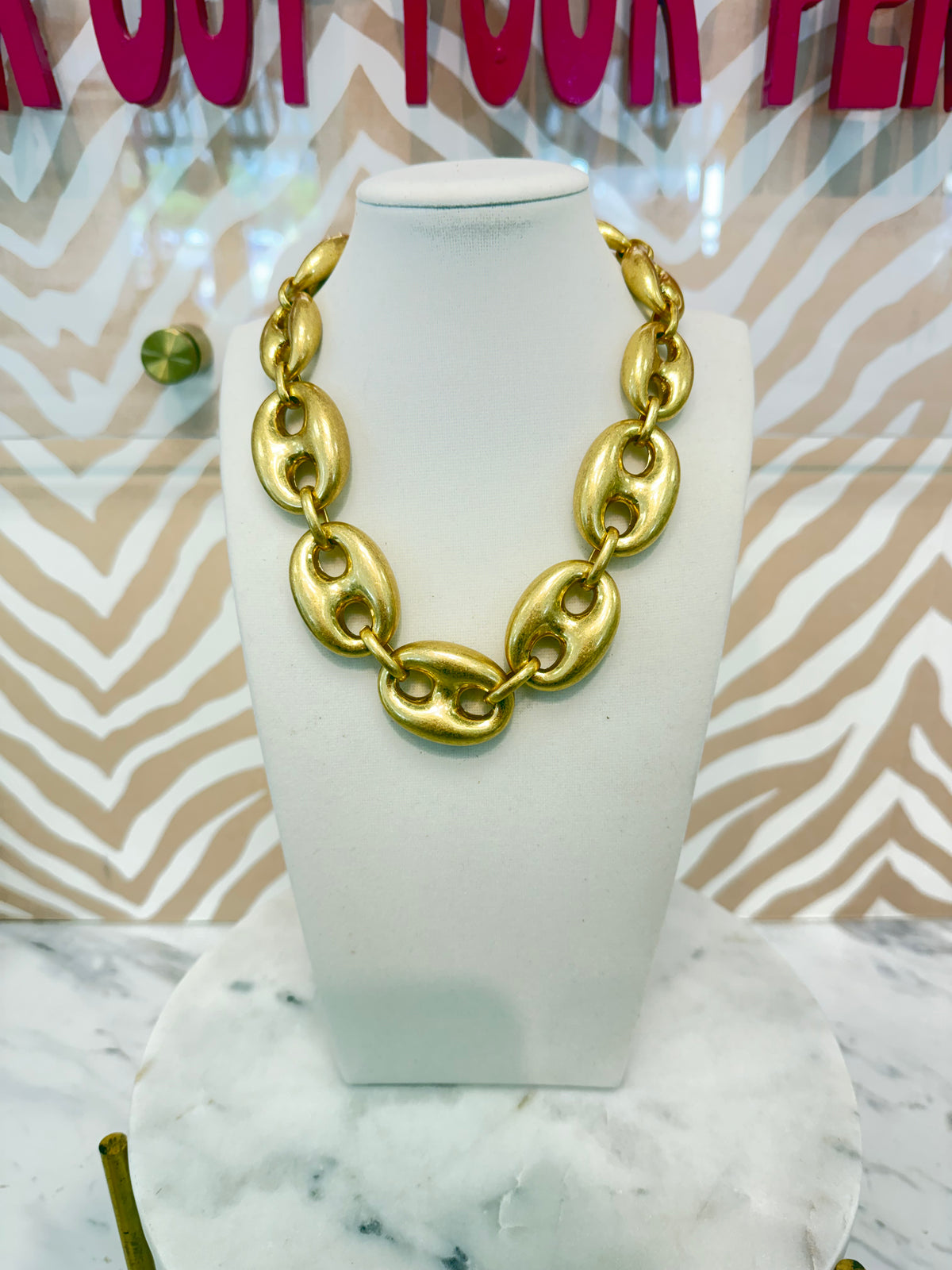 Gold Can Topper Linked Necklace