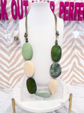 Extra Long Wooden Necklace - Olive Mix