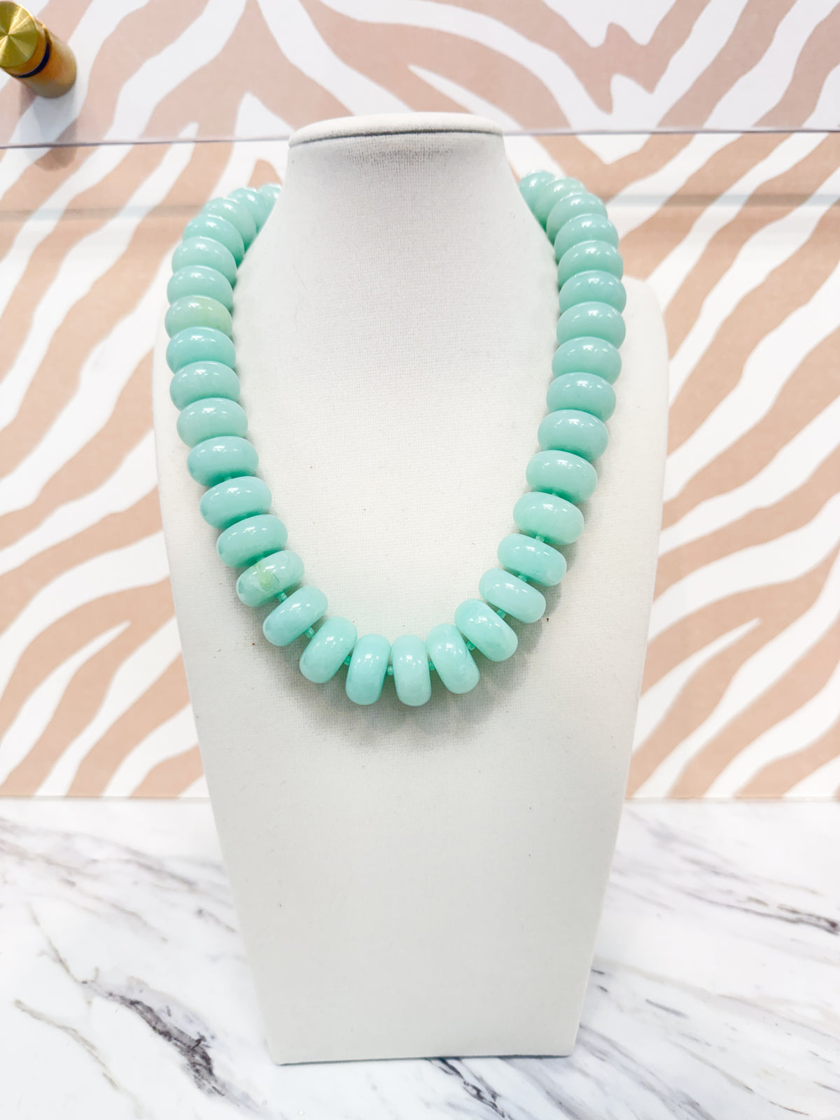 Turquoise Flat Marble Ball Necklace
