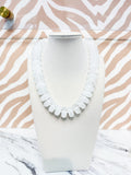 Cloudy White Flat Marble Ball Necklace