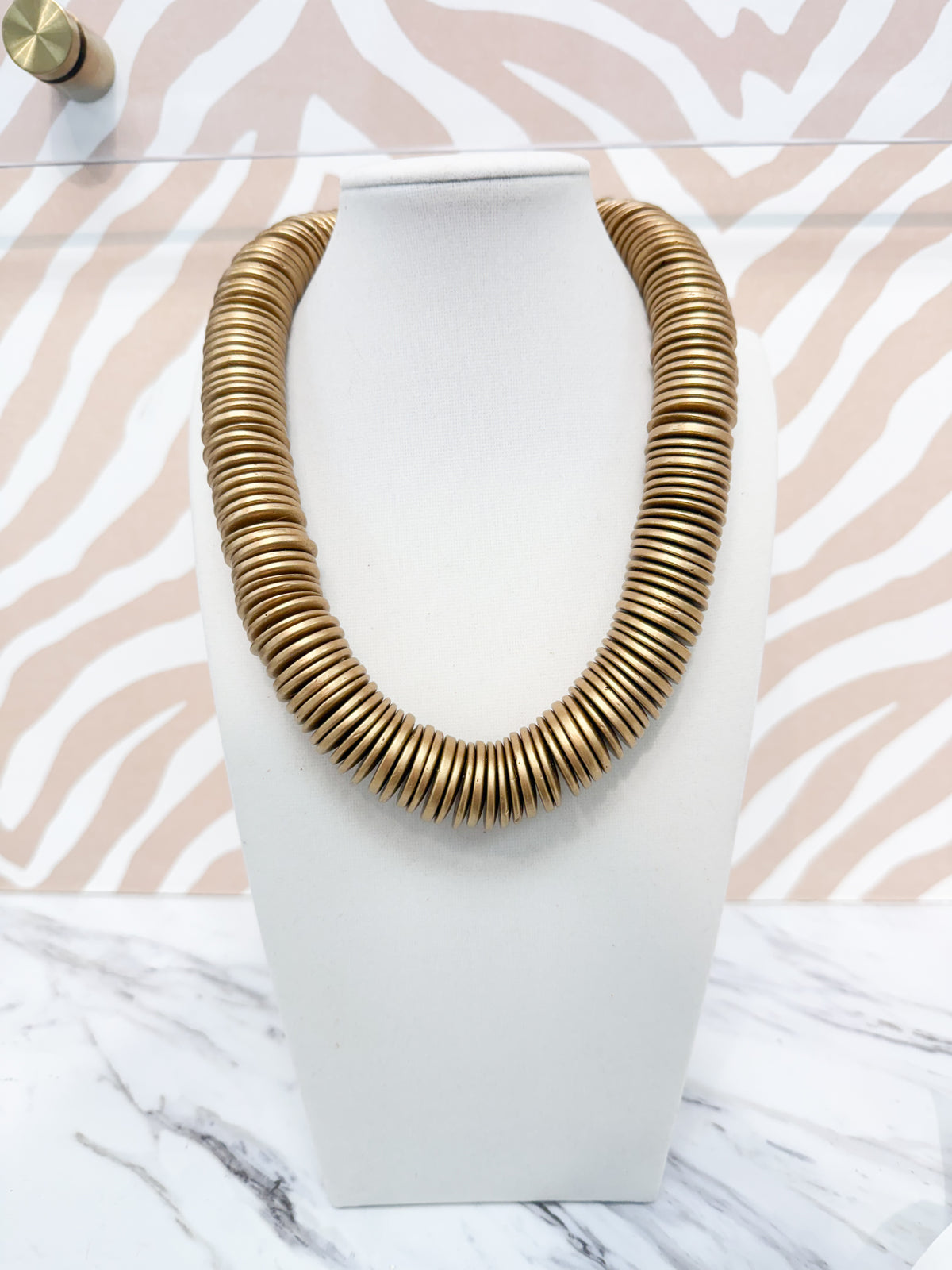 Brushed Gold Flat Plate Necklace
