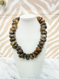 Marble Stone Beaded Necklace - Brown