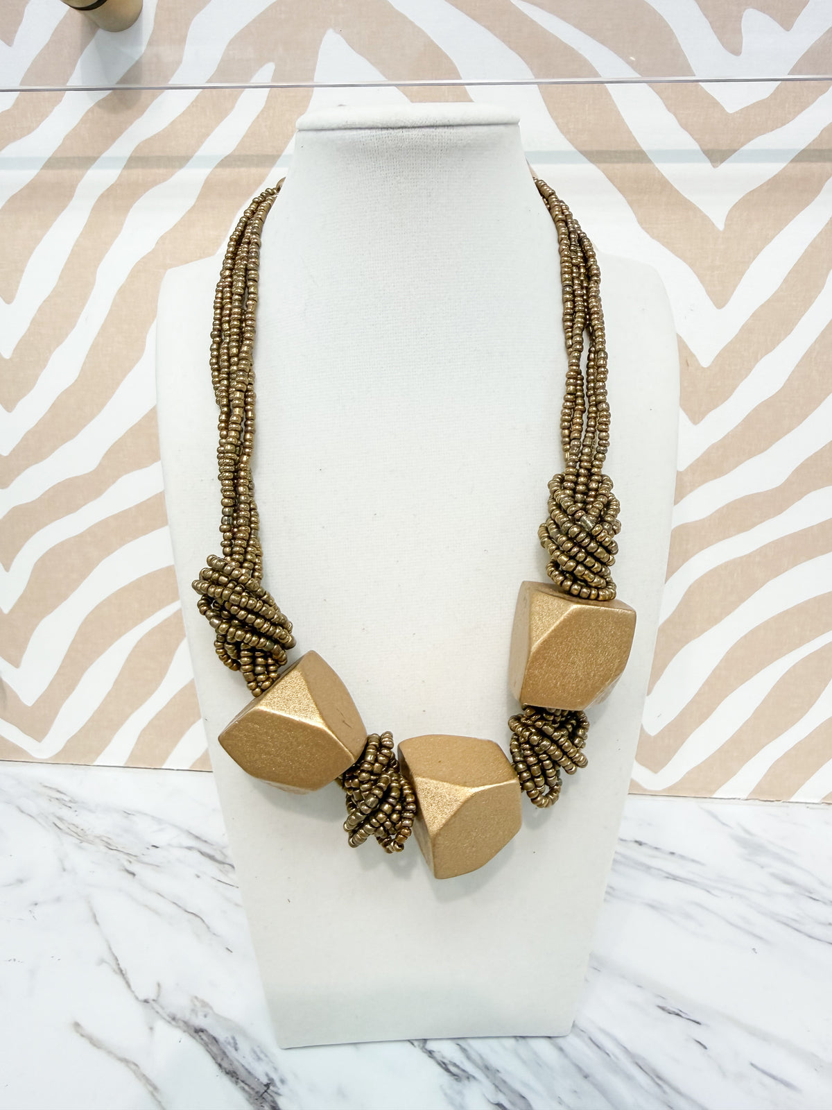Gold Beads and Stones Necklace
