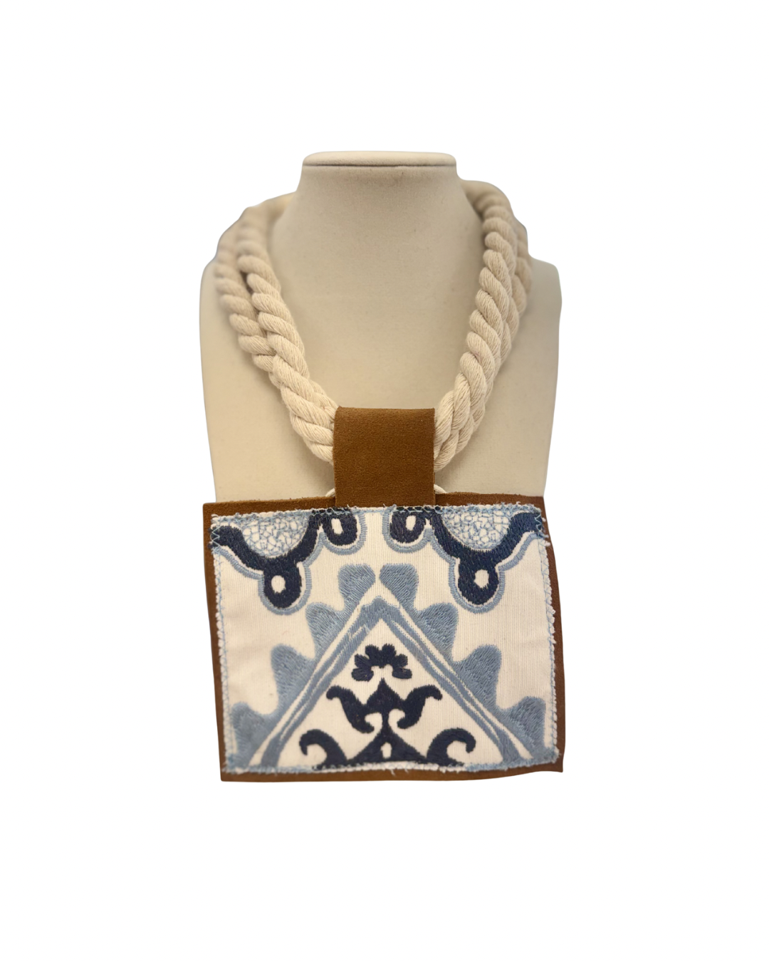 ORIJINAL Double Rope Pendant Necklace - Navy, Blue, and White Patch