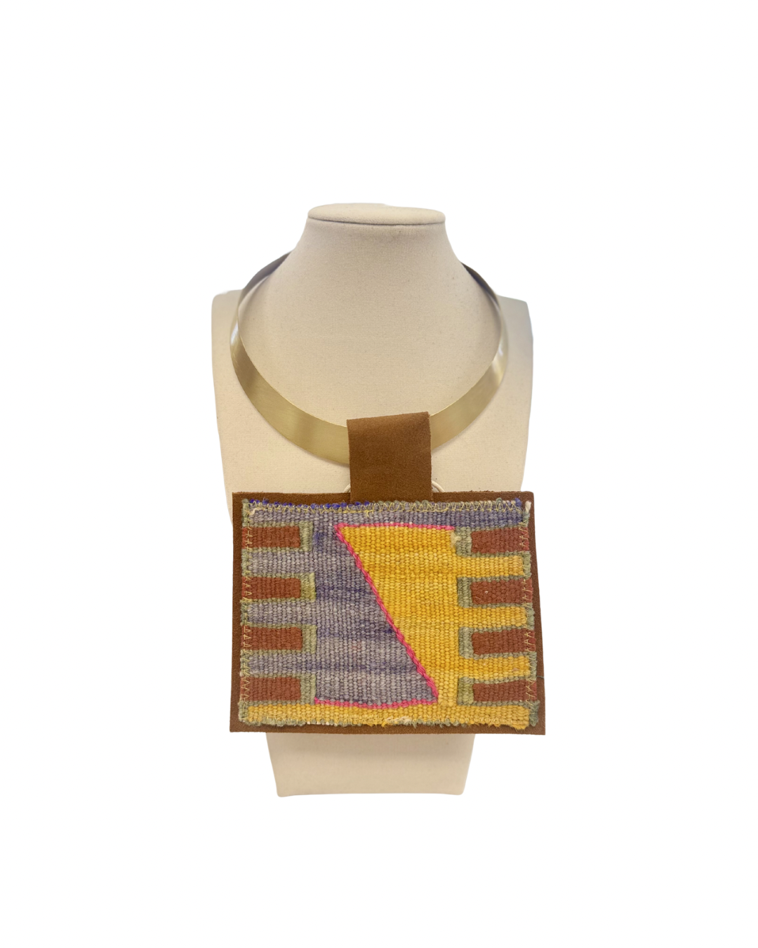 ORIJINAL Brass Pendant Necklace - Yellow, Pink, and Blue Patch