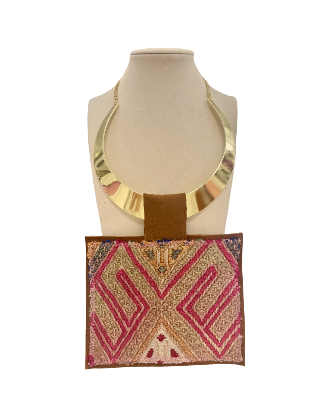 ORIJINAL Shiny Pendant Necklace - Pink, Orange, and Tan Patch