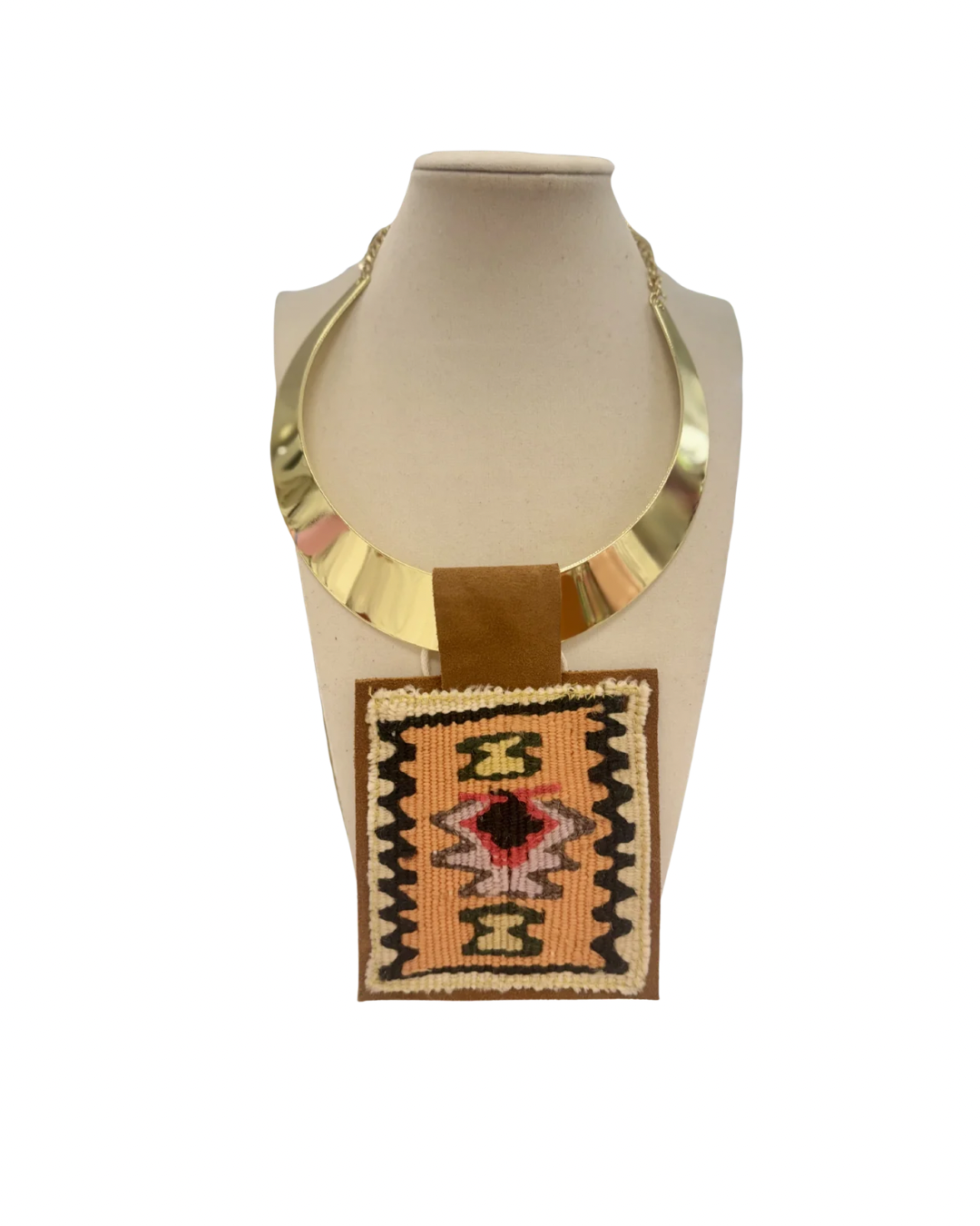 ORIJINAL Shiny Pendant Necklace - Peach, Beige, and Black Patch