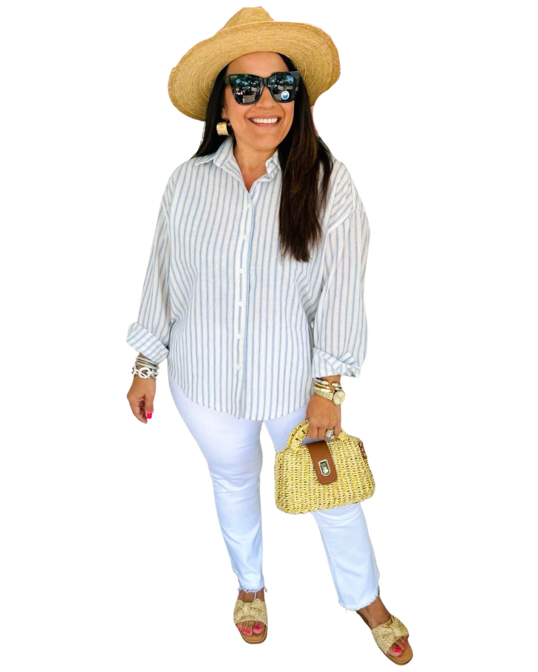 Spring Stripes Button Up Top