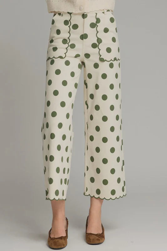 Polka Play Pants in Olive