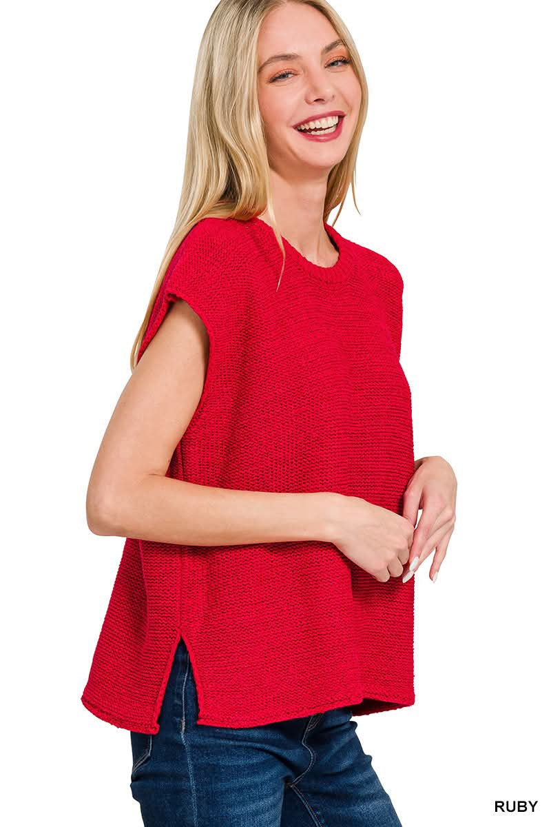 Simply Easy Knit Top in Ruby | BOMB BASIC