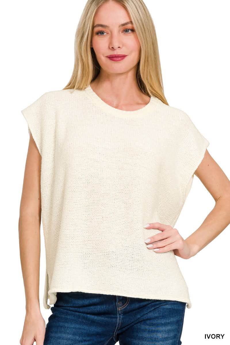 Simply Easy Knit Top in Ivory | BOMB BASIC