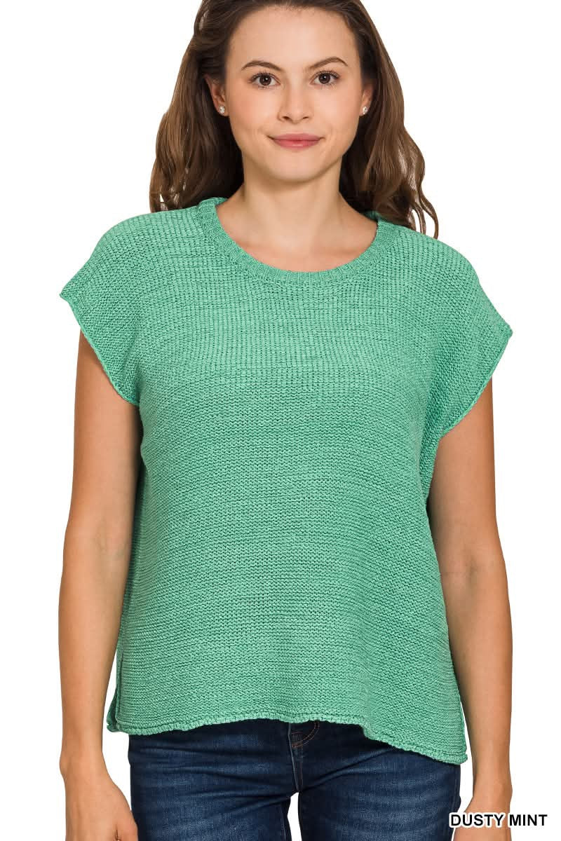 Simply Easy Knit Top in Dusty Mint | BOMB BASIC