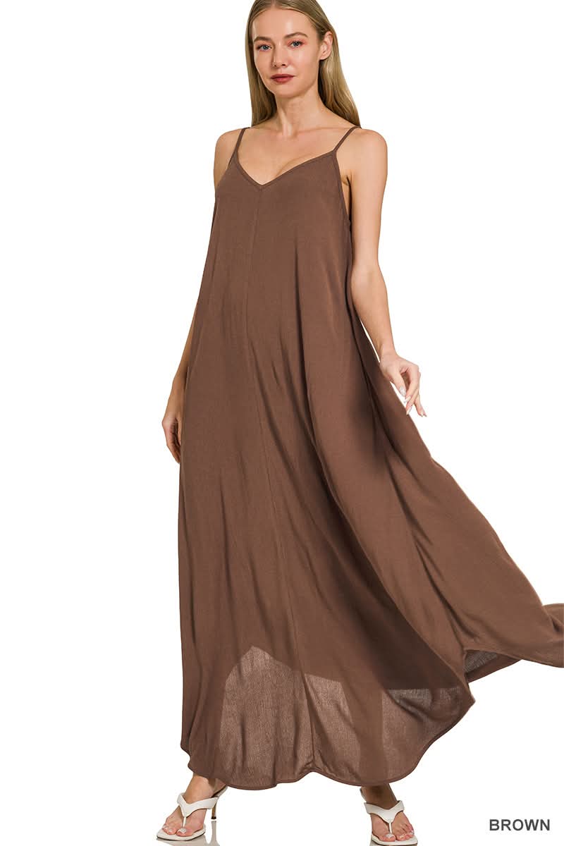 Wendy Woven Dress in Brown | BOMB BASIC
