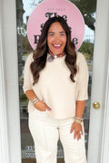 Everyday Mock Neck Sweater - Beige