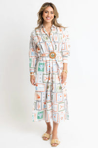 KARLIE Capri Coast Belted Shirt Dress