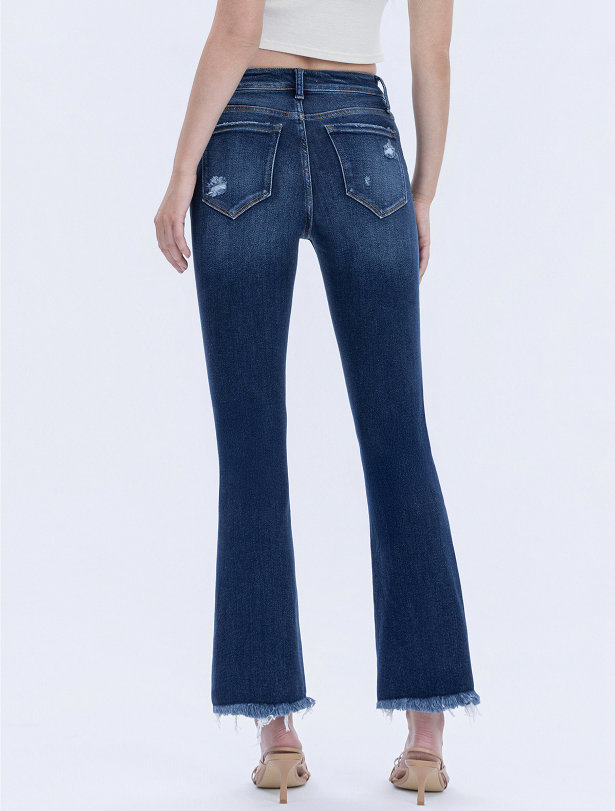 High Rise Distressed Kick Flare Jeans by Lovervet