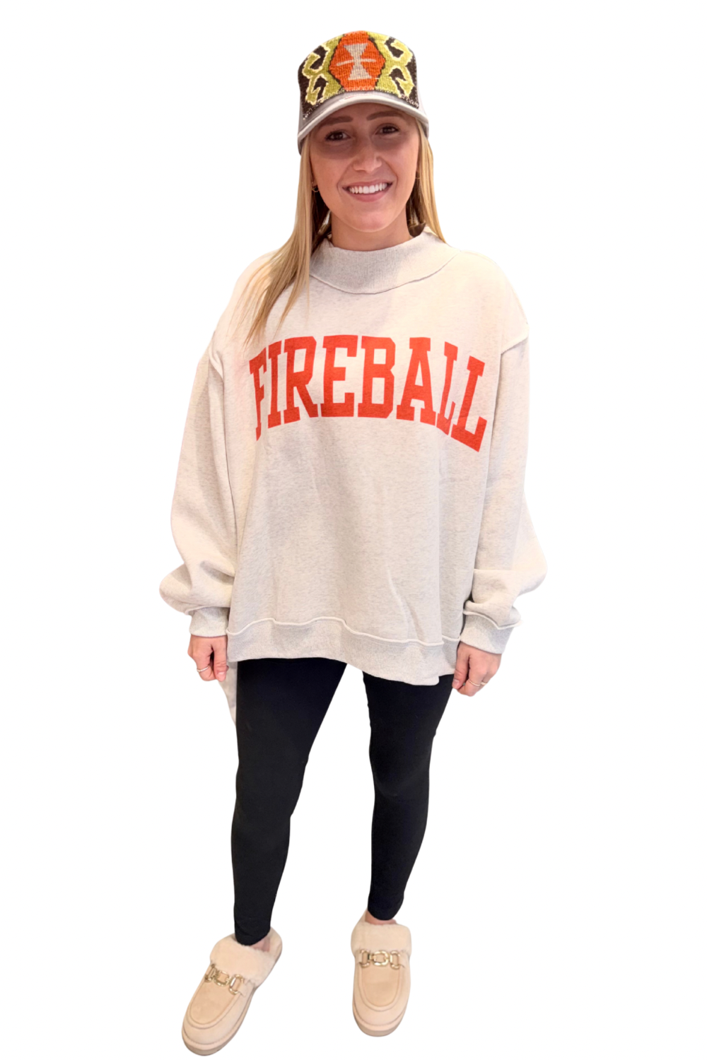 Fireball Reversible Oversized Mock Neck Sweatshirt