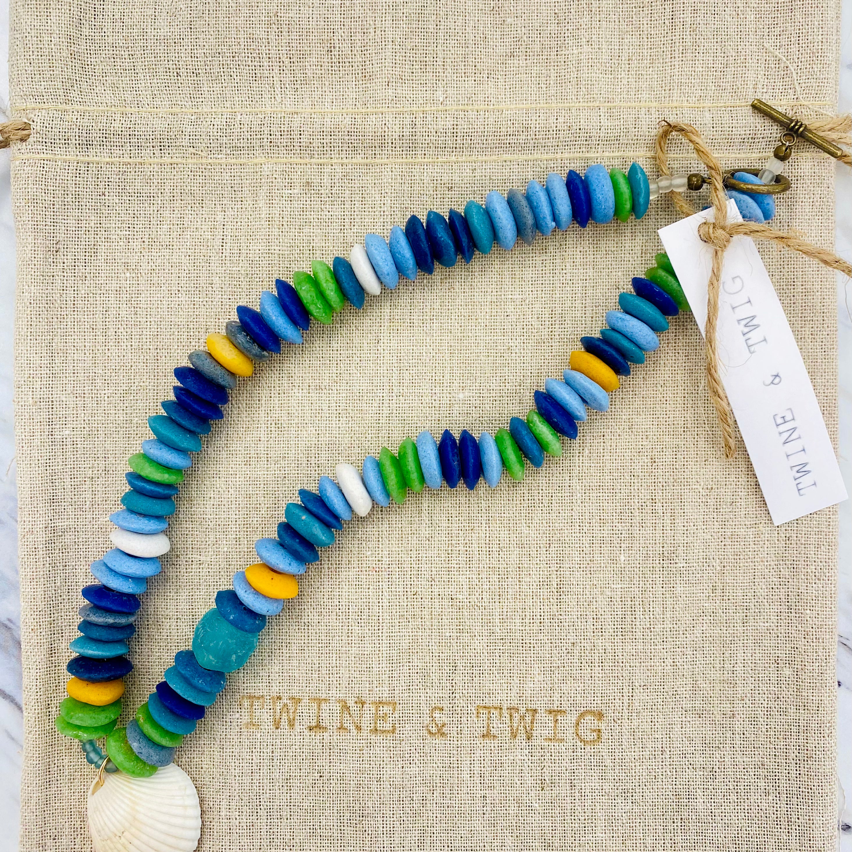 Mixed Azul Tribal Shell Necklace| Twine & Twig