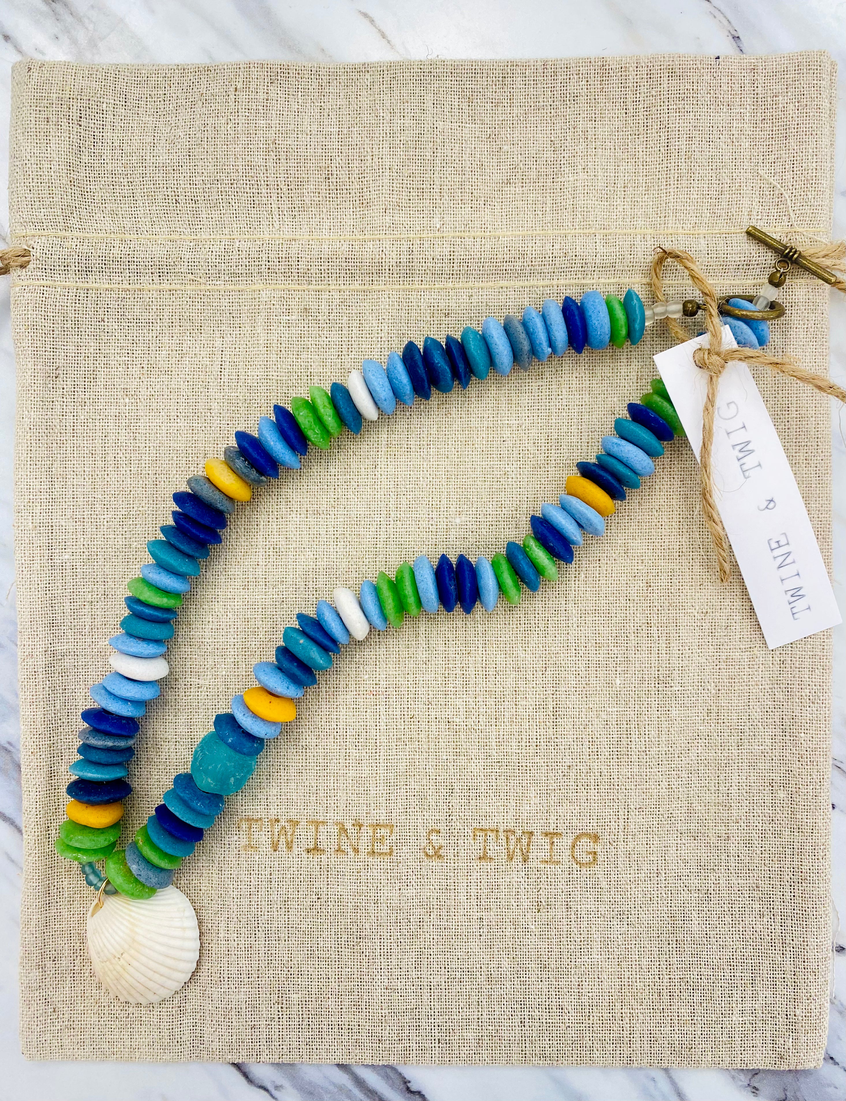 Mixed Azul Tribal Shell Necklace| Twine & Twig