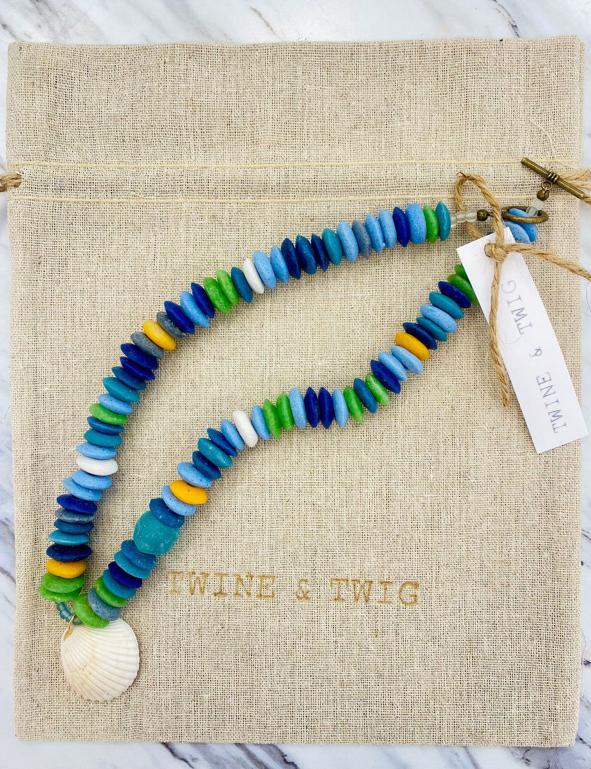 Mixed Azul Tribal Shell Necklace| Twine & Twig