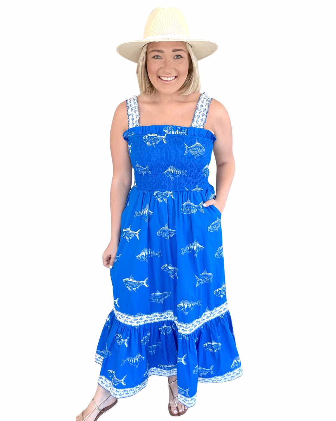 Paige Maxi Dress in Blue Fish | BEAU & RO