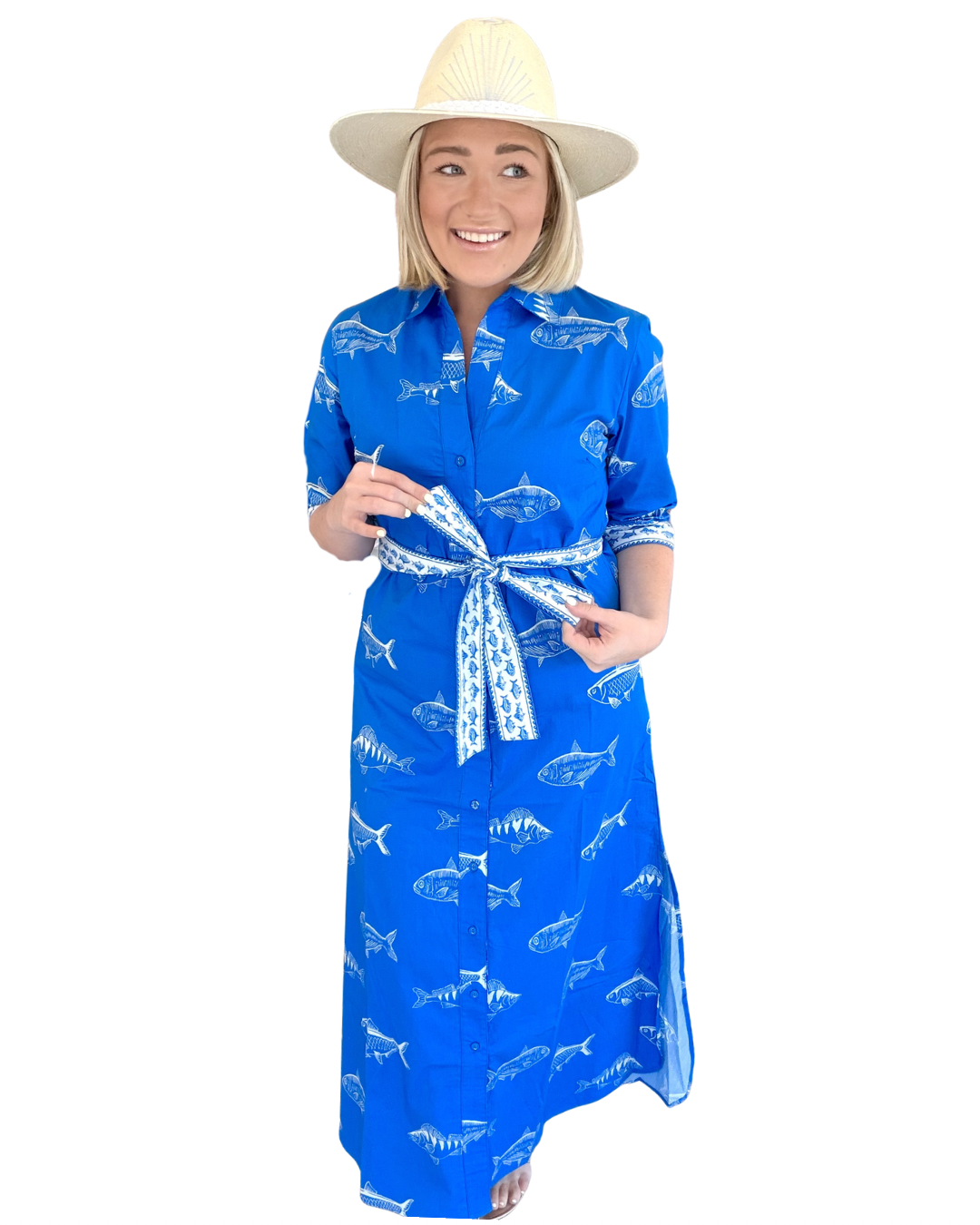 Eloise Dress in Blue Fish | BEAU & RO