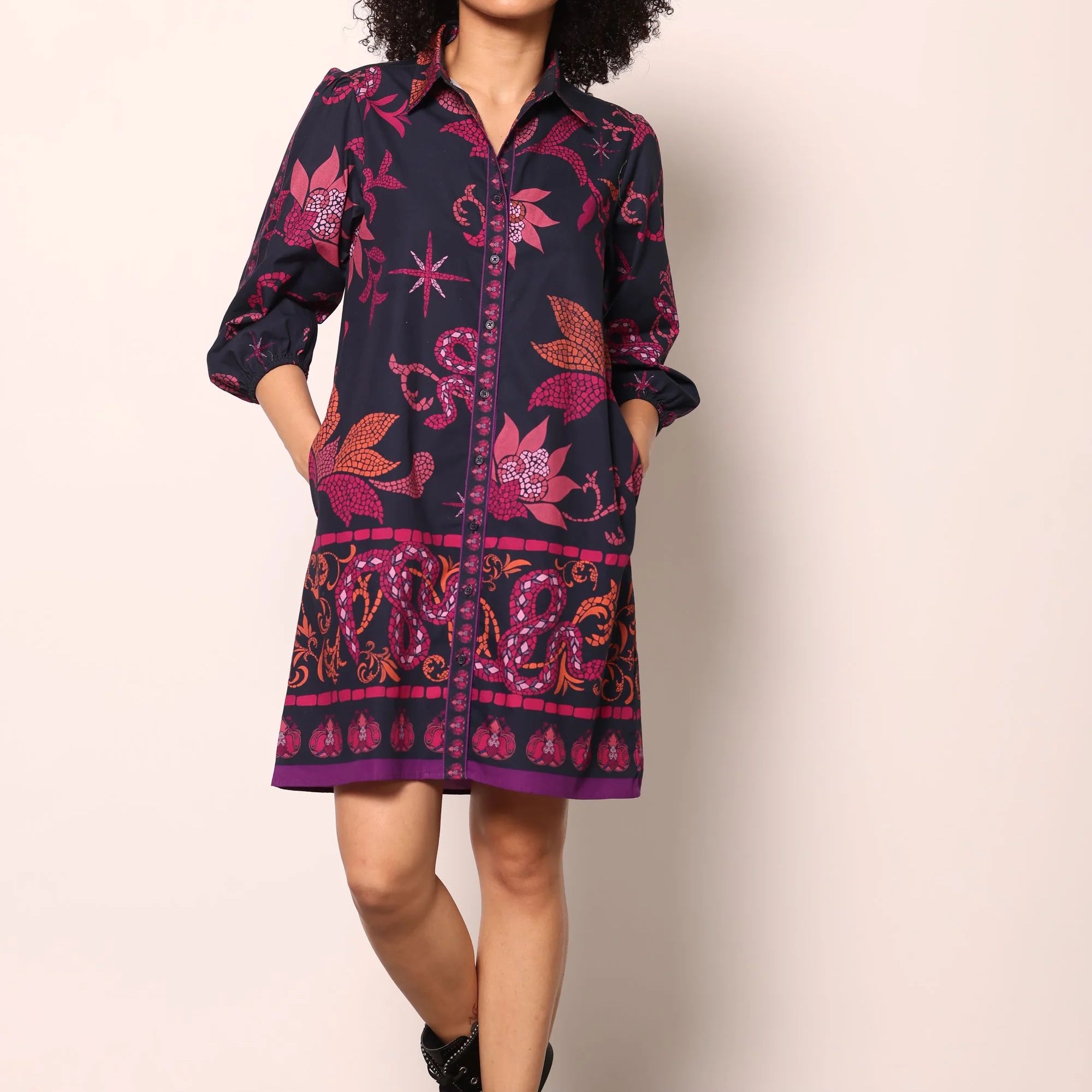 Ava Dress in Midnight Mosaic | MAUDE