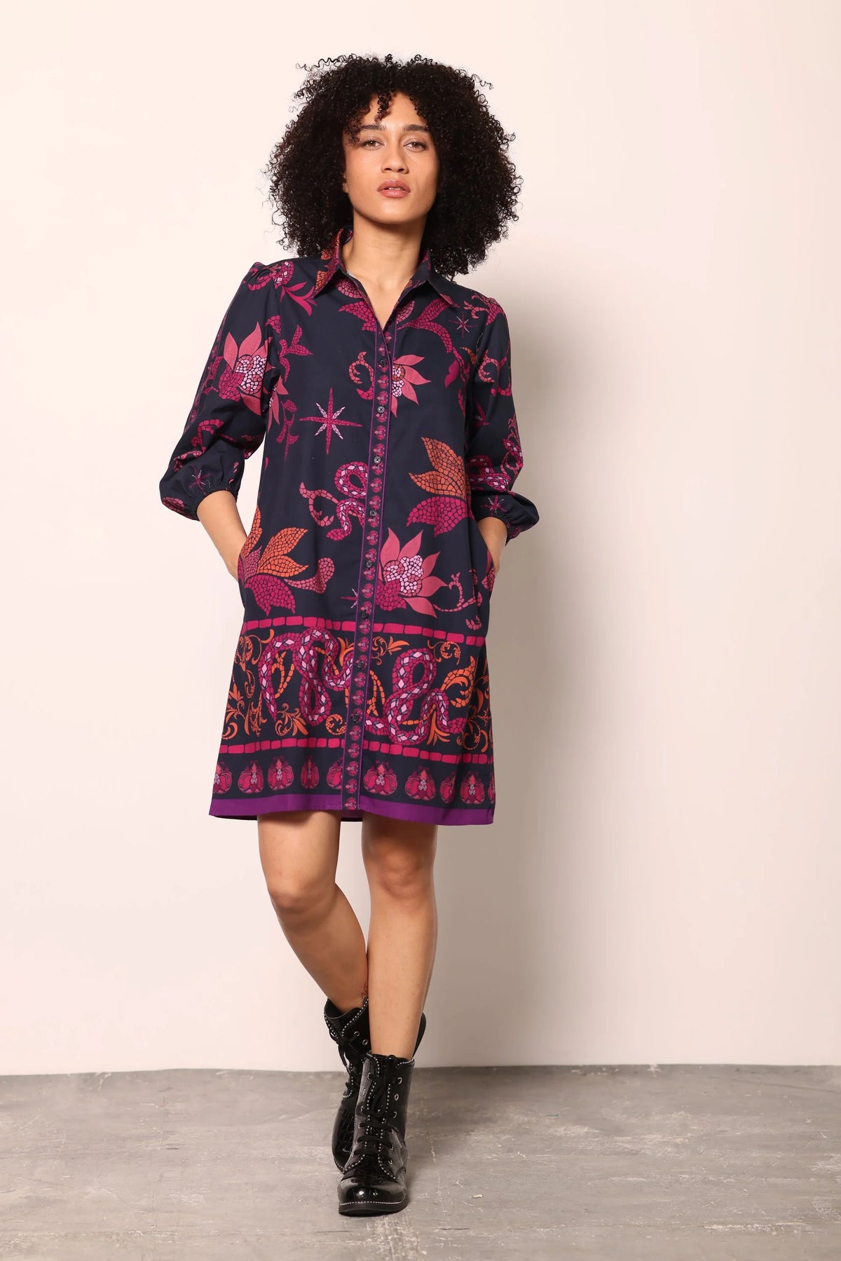 Ava Dress in Midnight Mosaic | MAUDE
