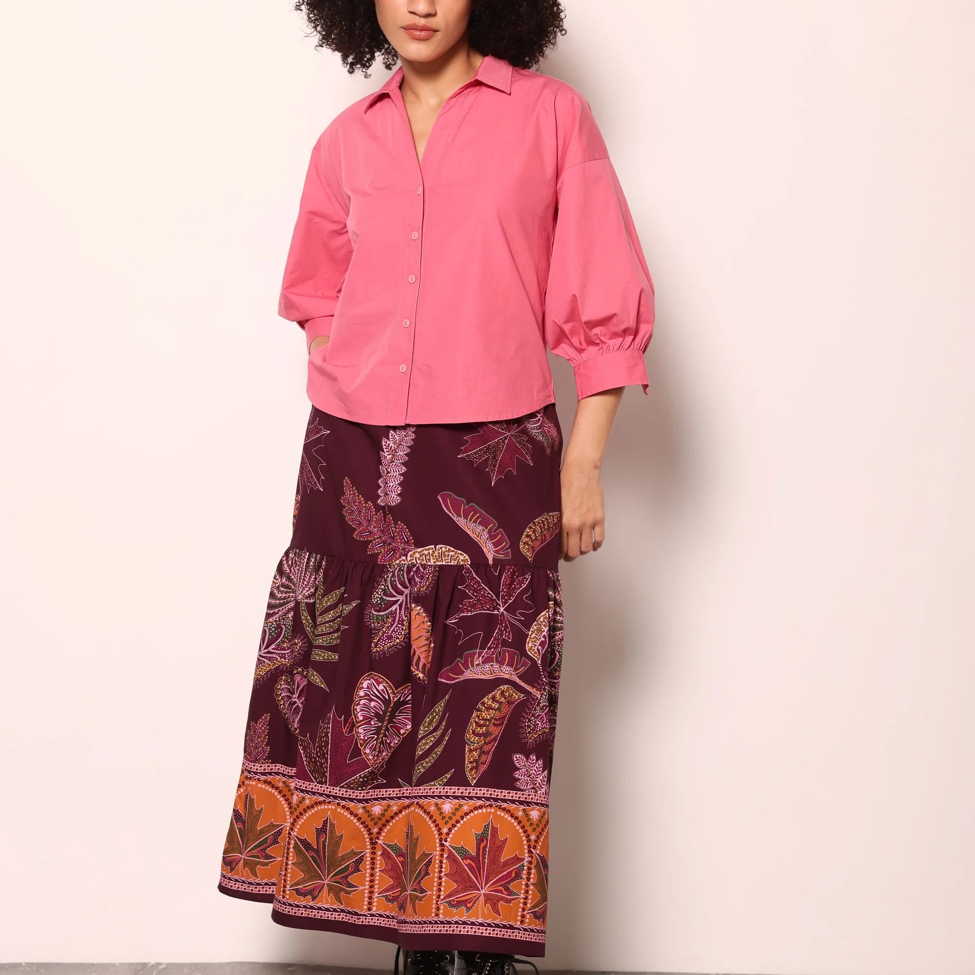 Ada Skirt in Wine Florals | MAUDE
