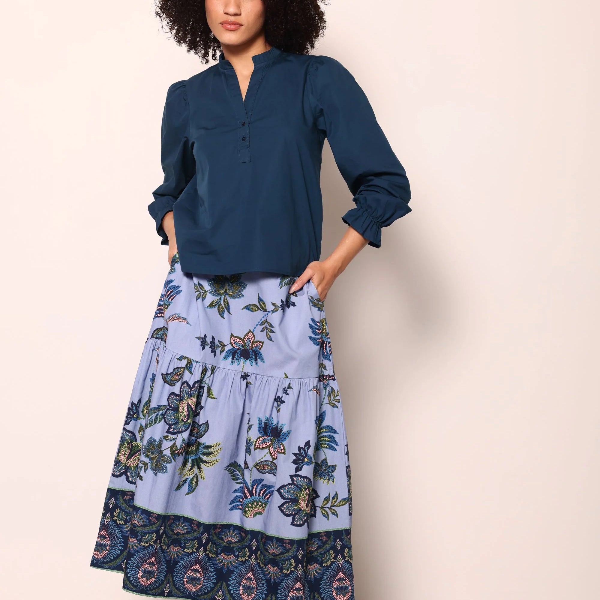 Ada Skirt in Periwinkle Mosaic | MAUDE
