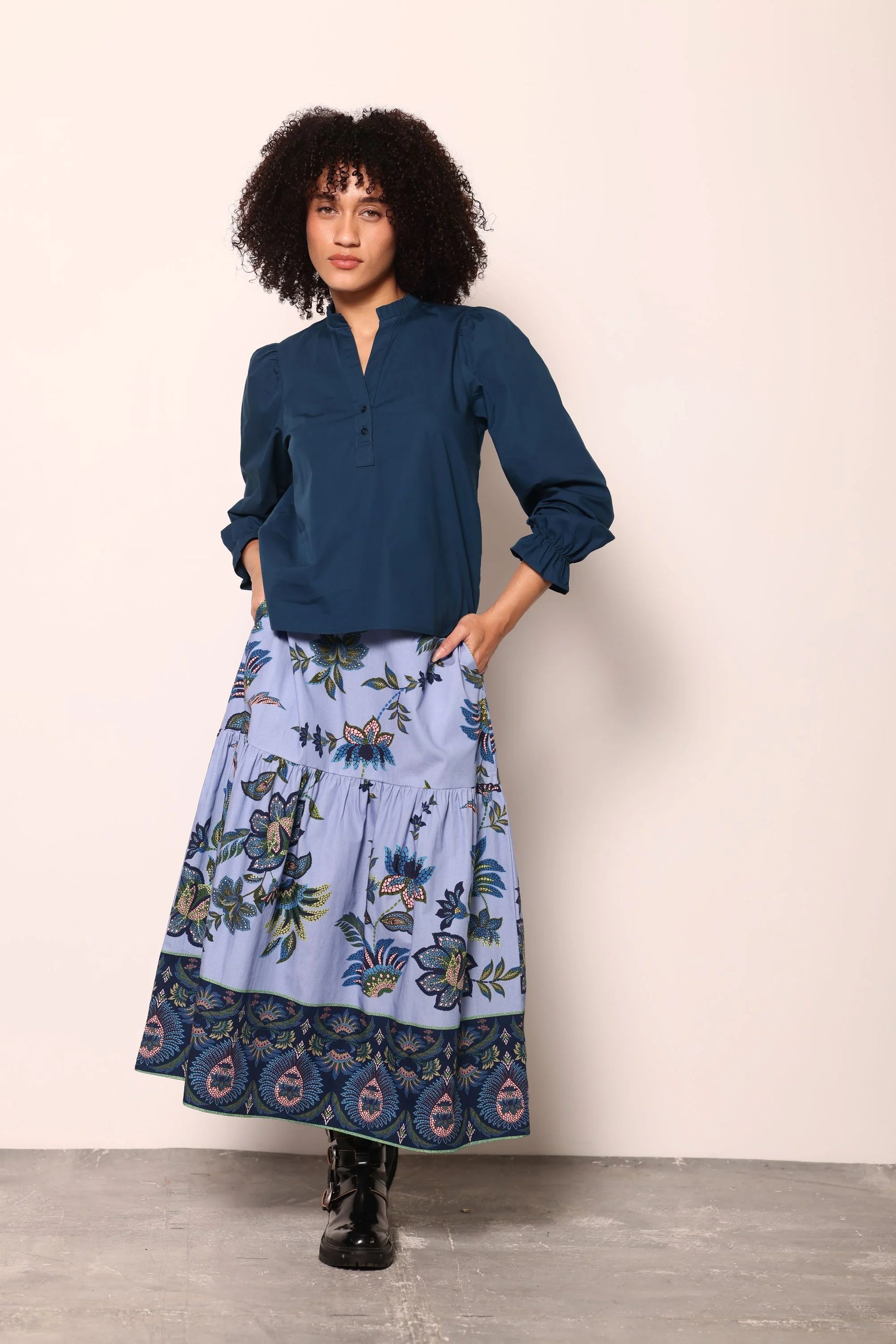 Ada Skirt in Periwinkle Mosaic | MAUDE
