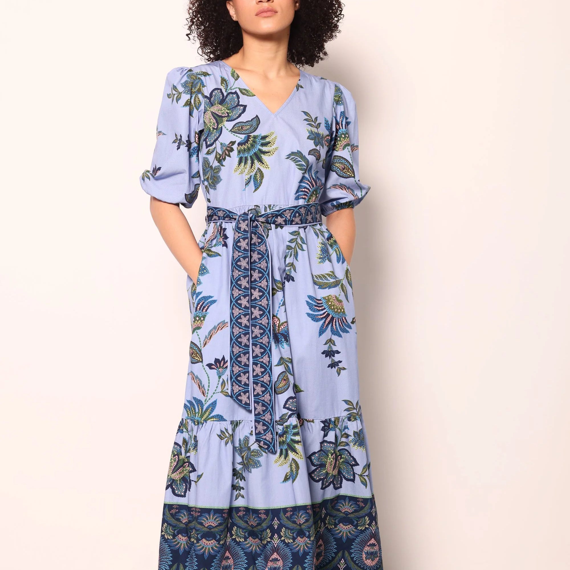 Molly Dress in Periwinkle Mosaic | MAUDE
