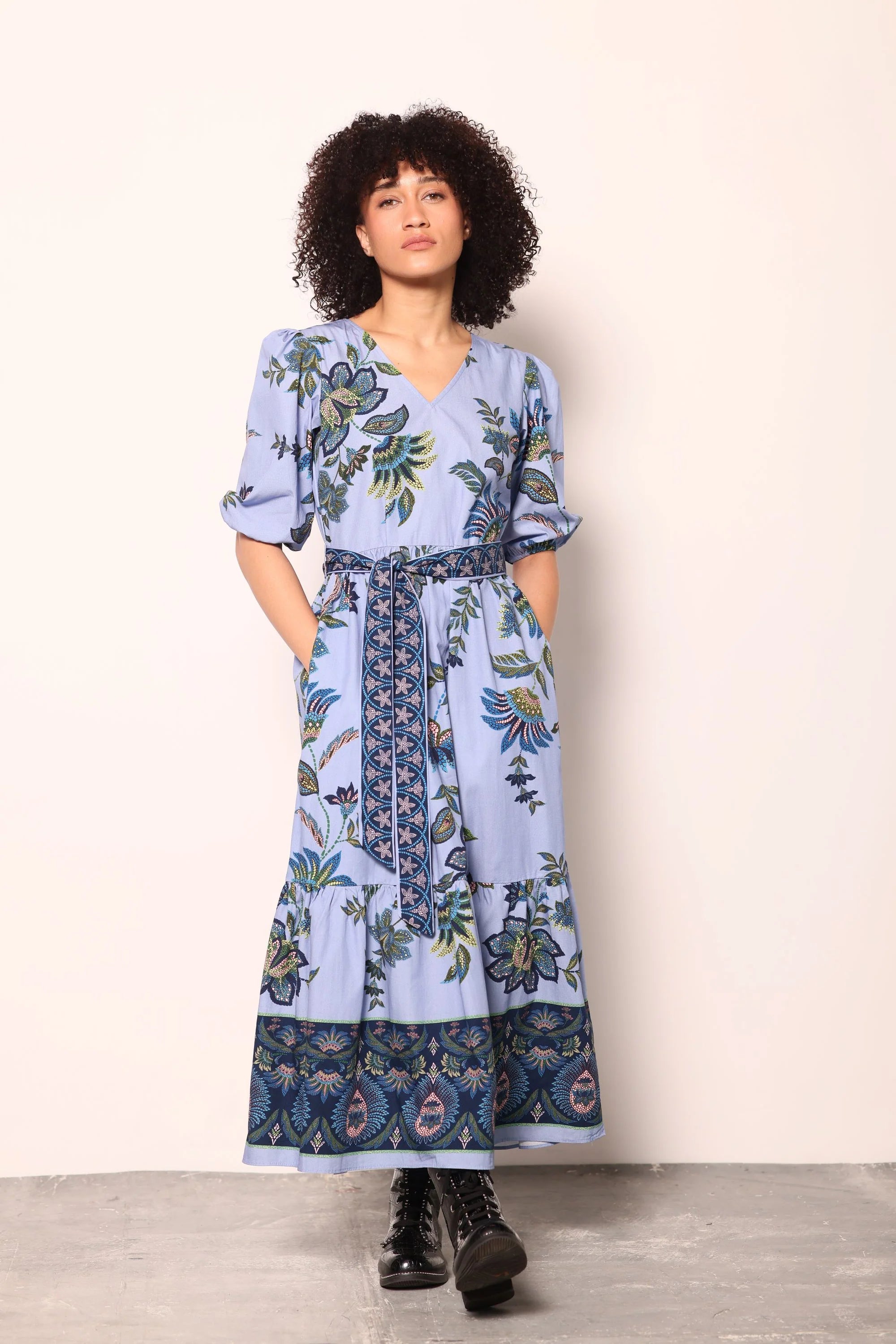 Molly Dress in Periwinkle Mosaic | MAUDE