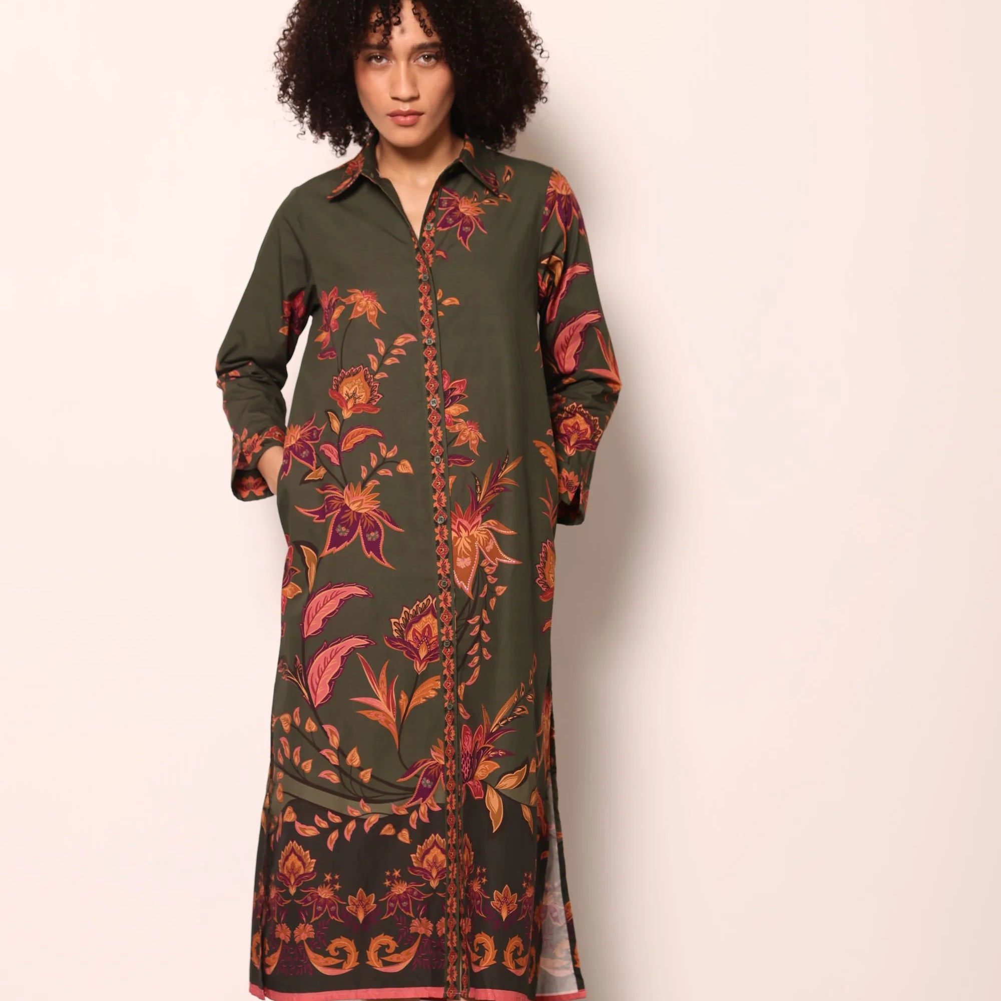 Eliza Dress in Olive Trails | MAUDE