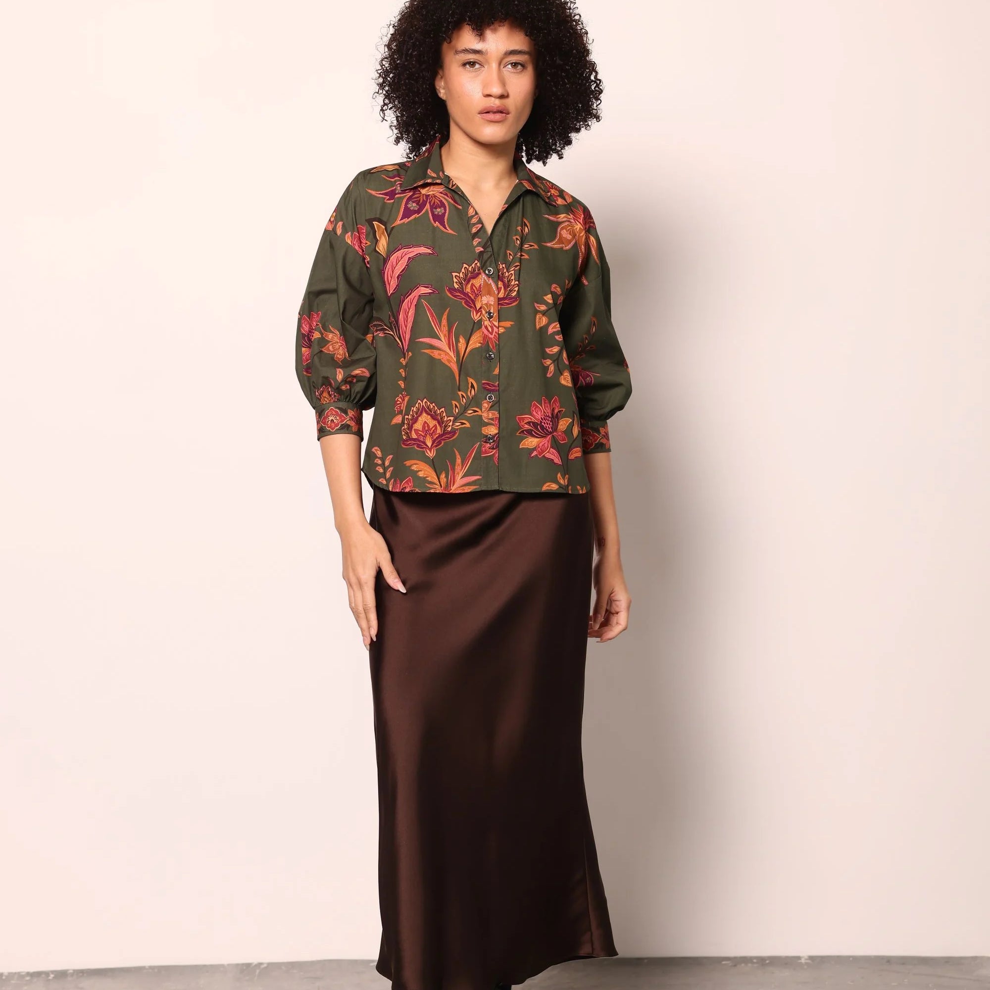 Elsa Blouse in Olive Trails | MAUDE