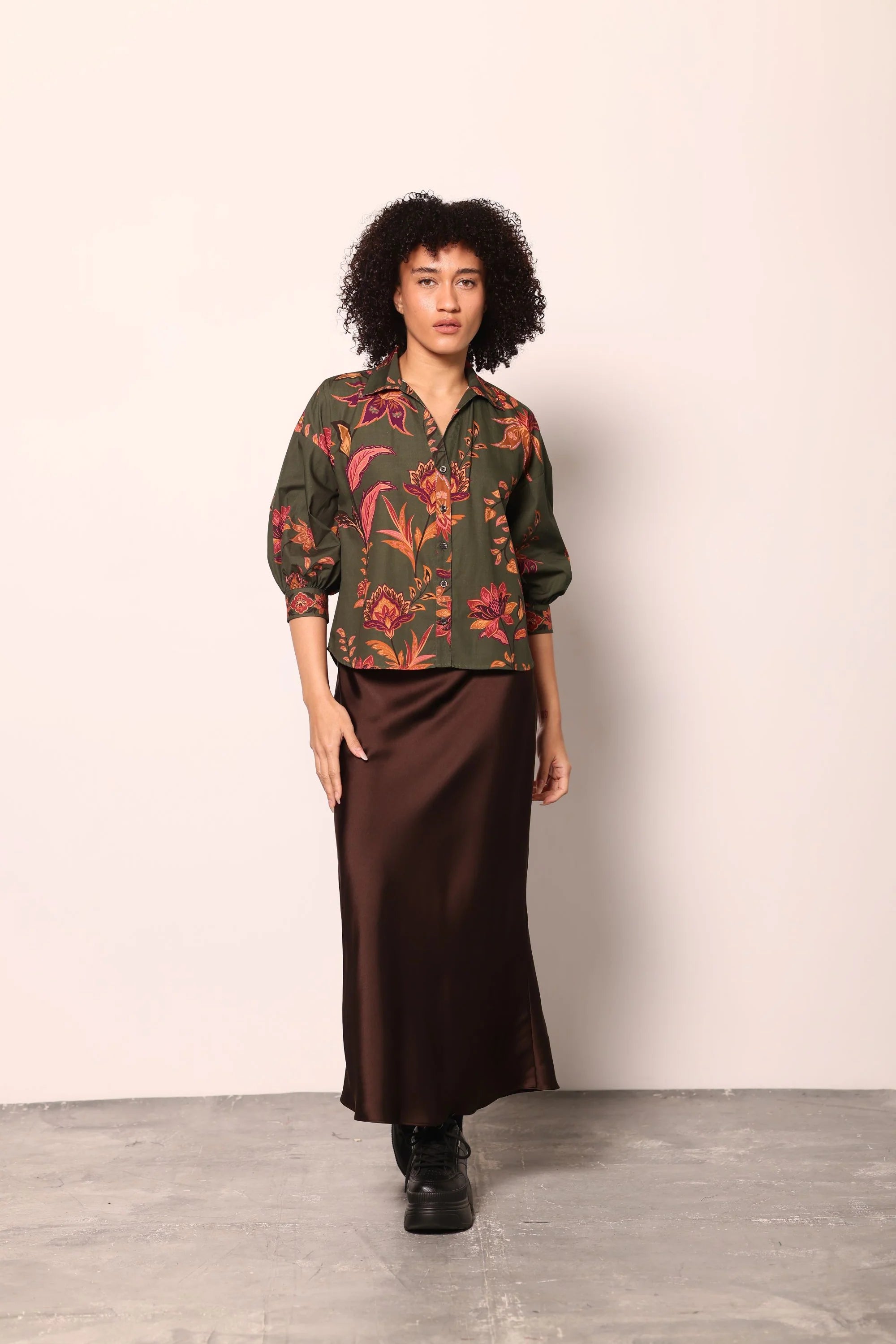 Elsa Blouse in Olive Trails | MAUDE