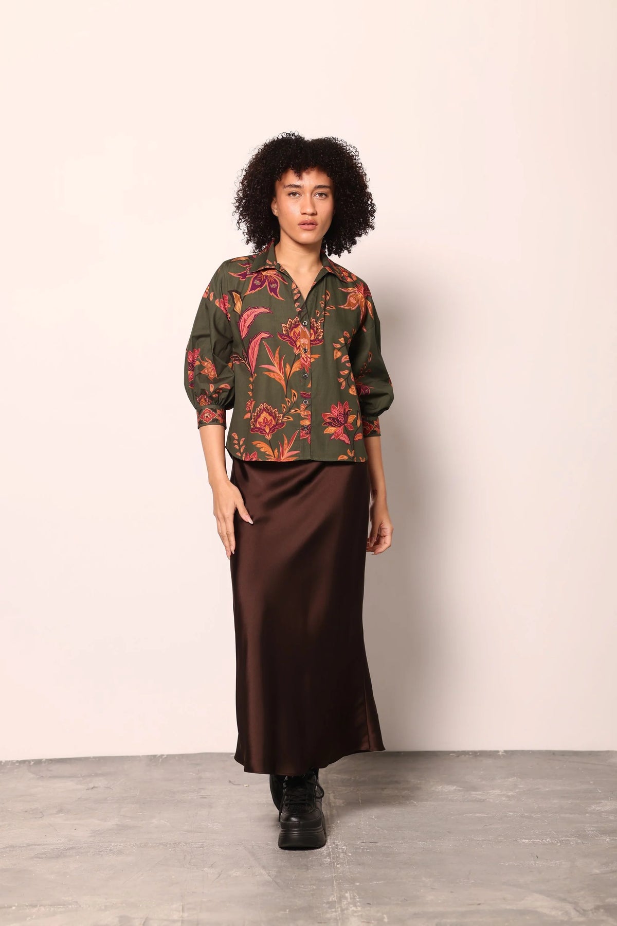 Elsa Blouse in Olive Trails | MAUDE