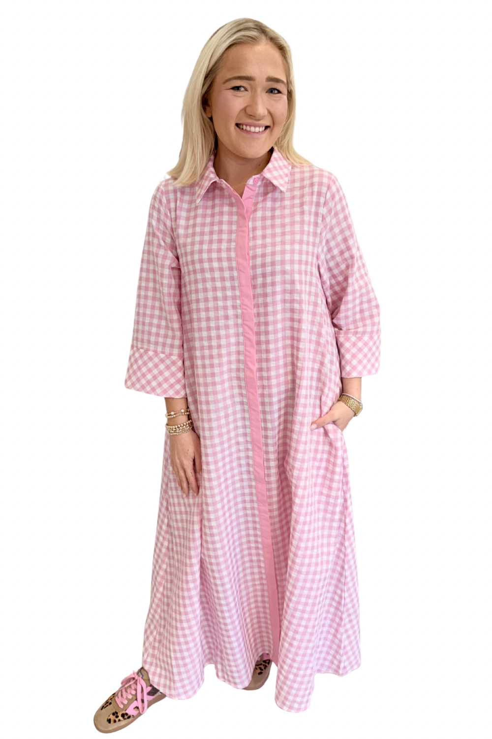 Gingham Girl Dress in Pink