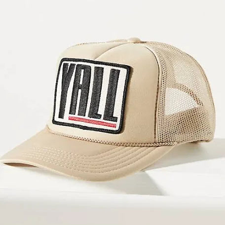 Yall Trucker Hat in Tan