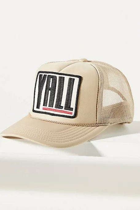 Yall Trucker Hat in Tan