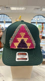 ORIJINAL Trucker Hat in Hunter Green - Fuchsia/Peach/Grey Patch