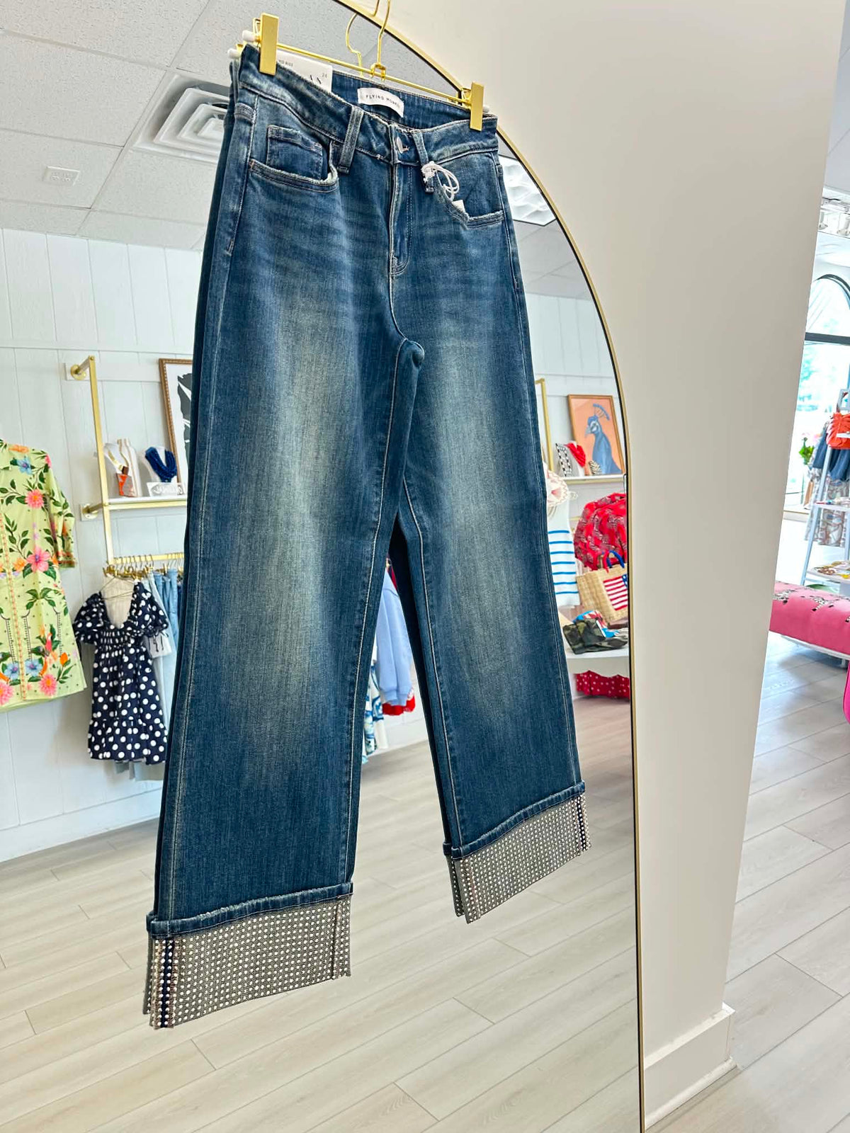 Rockstar Studded Cuffed Denim by Flying Monkey