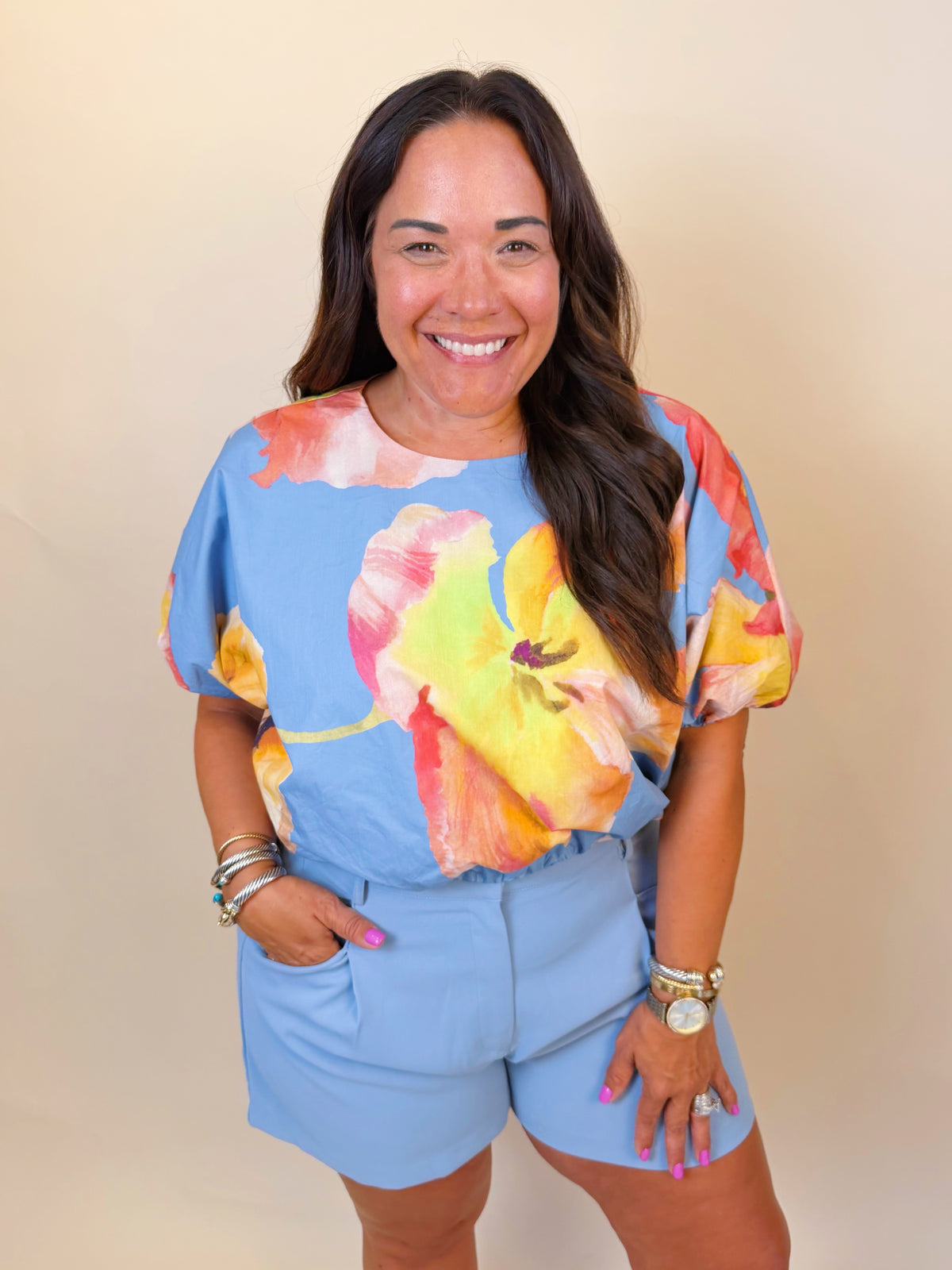 Blue Blooms Top