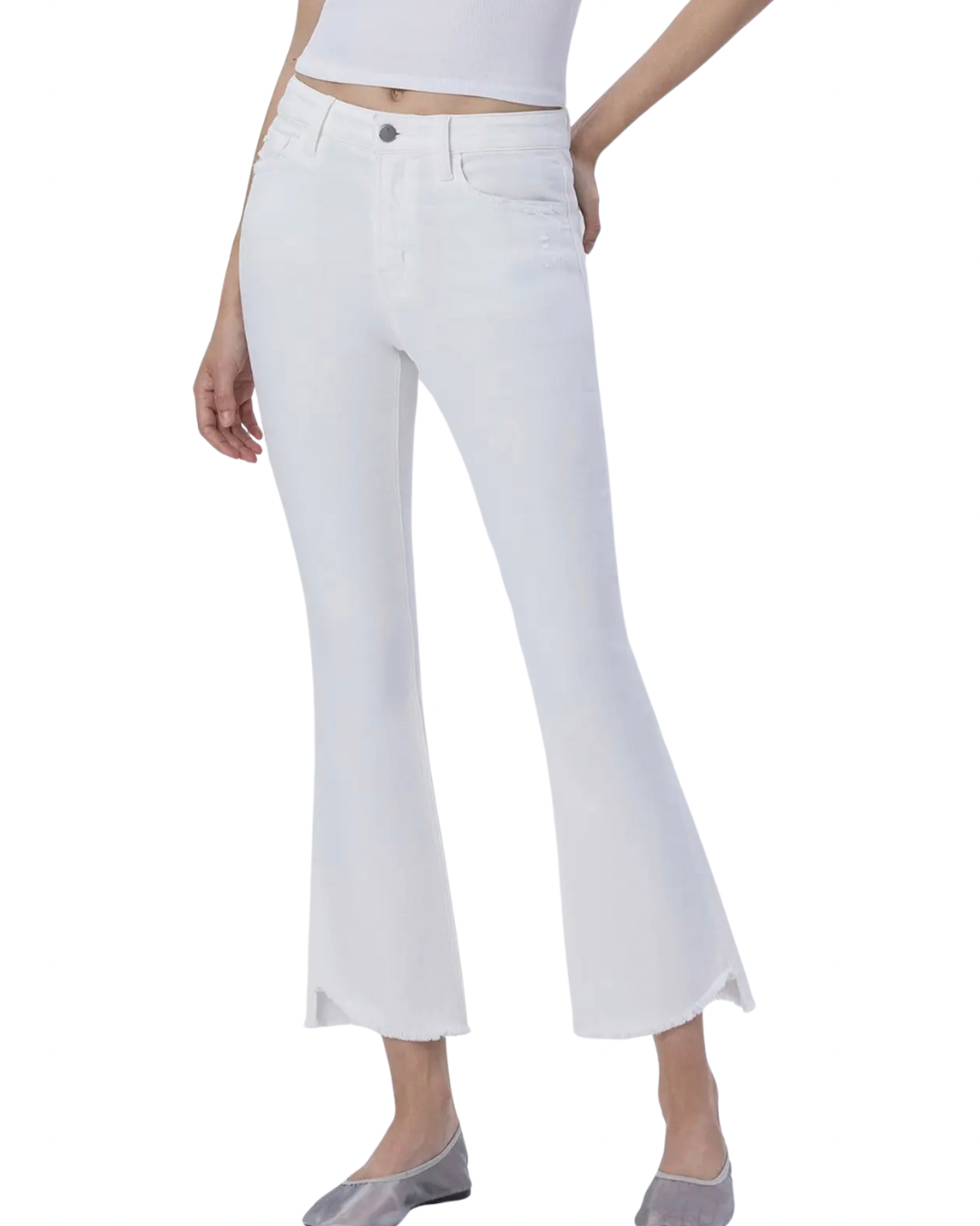 Optic White High Rise Crop Flare by Flying Monkey