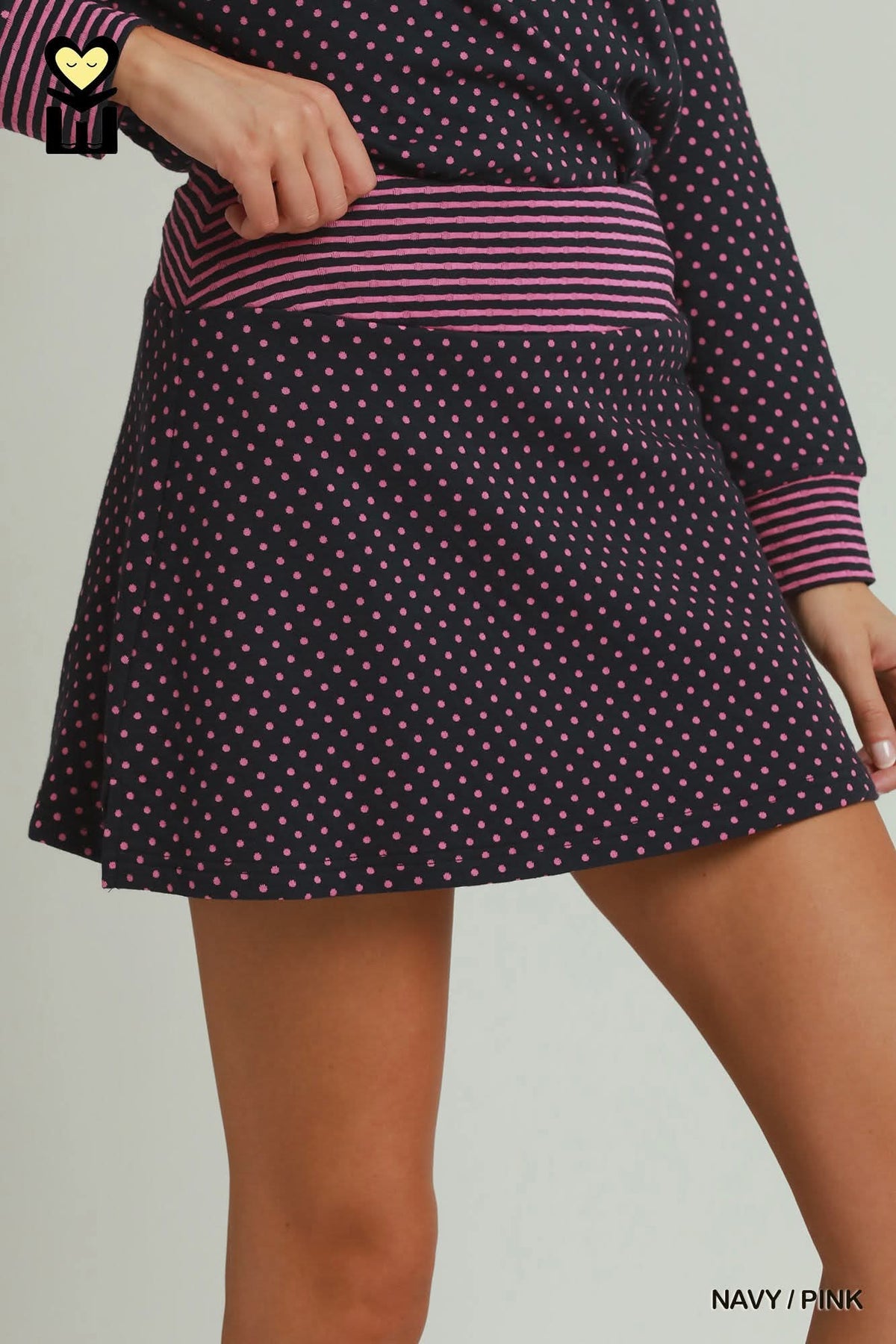 On The Move Skirt in Navy/Pink