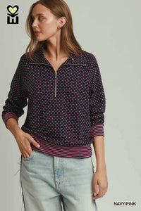 On The Move Pullover in Navy/Pink