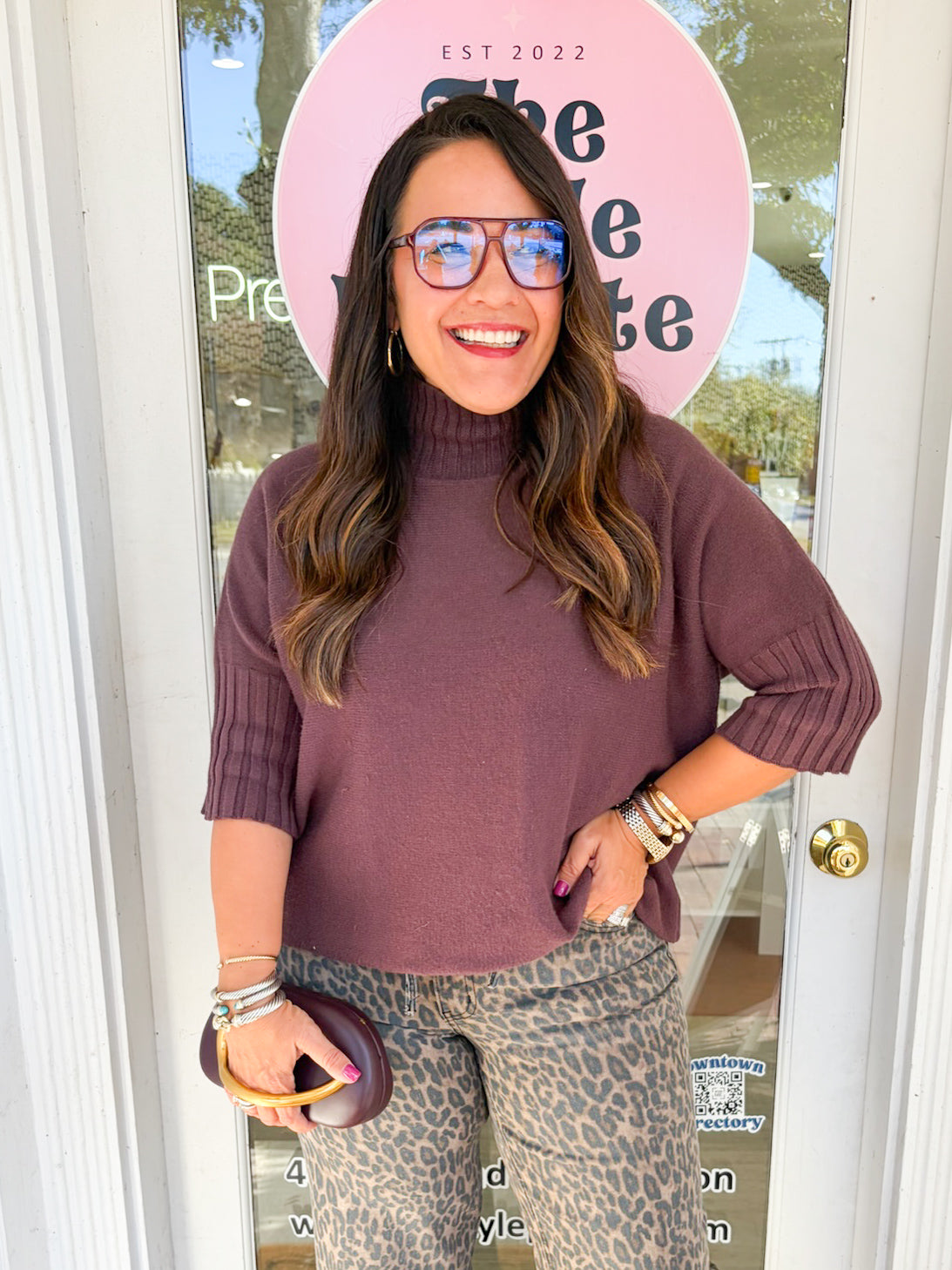 Everyday Mock Neck Sweater in Chocolate Brown