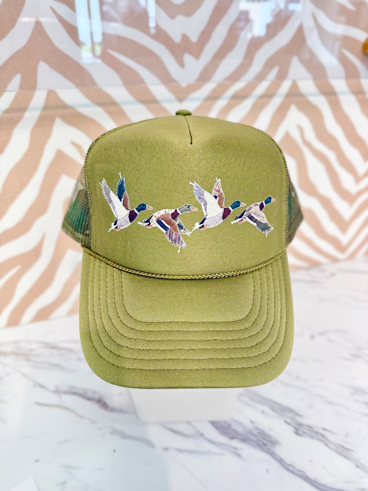 Vintage Flying Mallards Trucker Hat in Olive