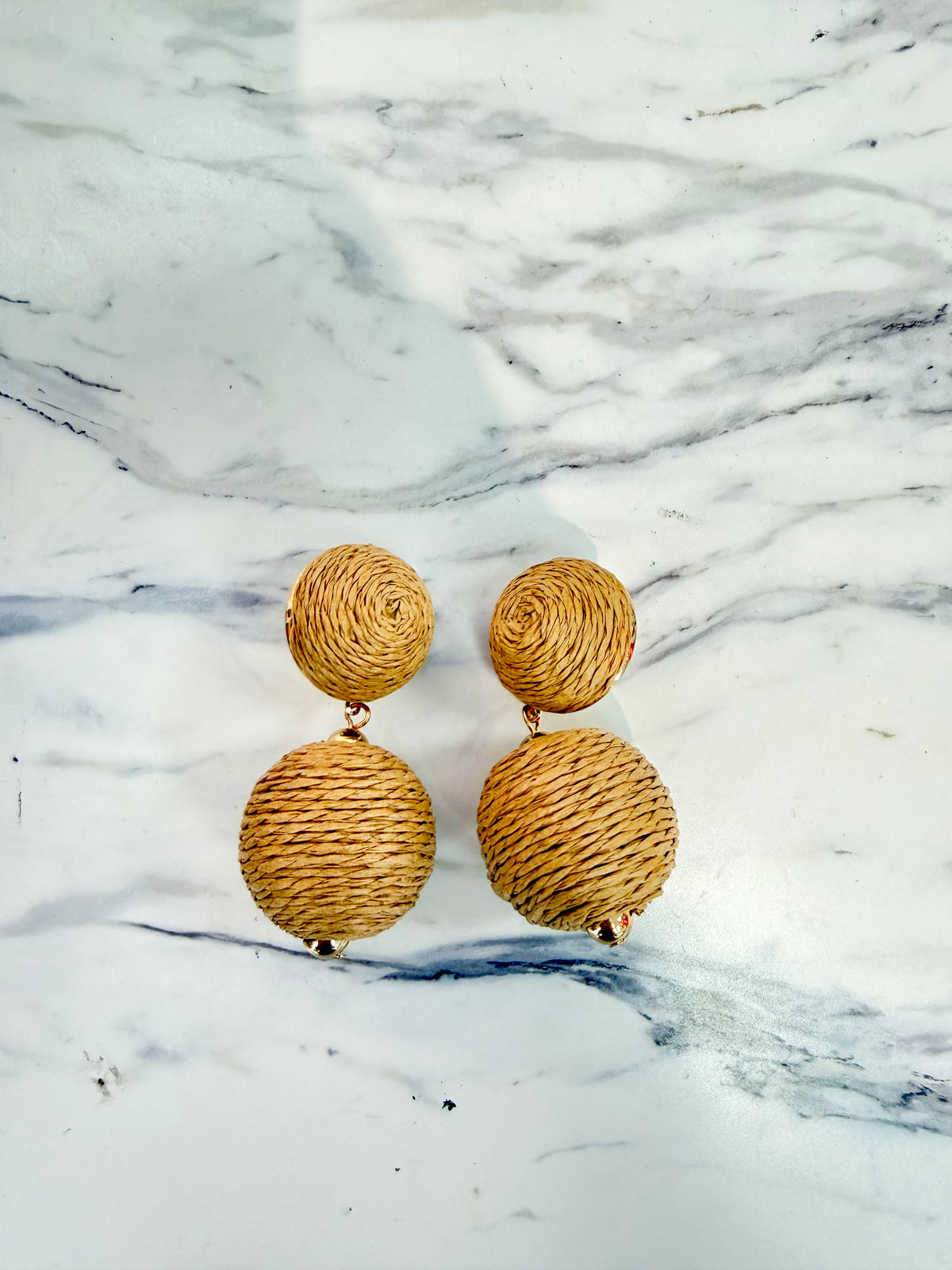 Camel Wicker Drop Earrings